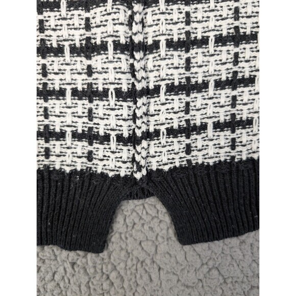 Elena Wang Sweater Houndstooth Cotton Blend Crew Neck Long Sleeve Boxy XS - Picture 4 of 9